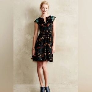 Anthropologie Eva Franco Larksong Bird Print Dress